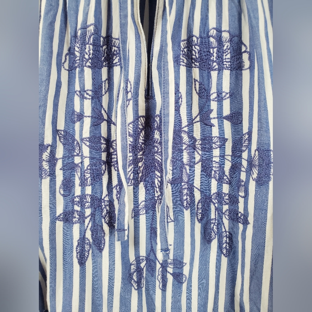 St. John's Bay 100% Cotton Boho Striped Sleeveless Embroidered Sundress NWT - Picture 3 of 10